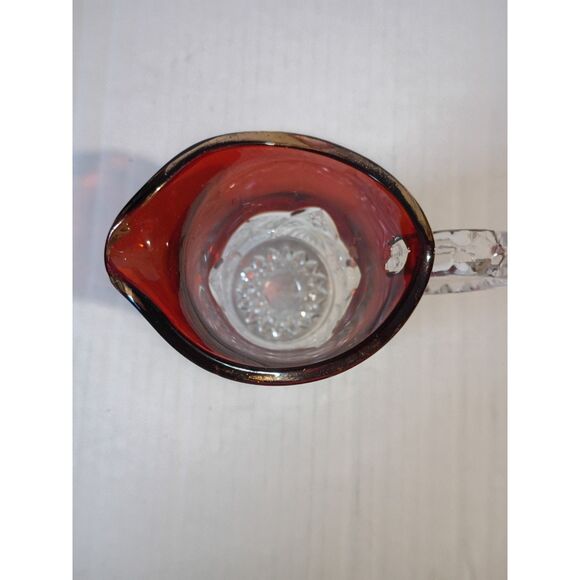 Gettysburg 1863 Civil War Ruby Stained Glass 4" EAPG Near Cut Pitcher Creamer - Picture 2 of 6